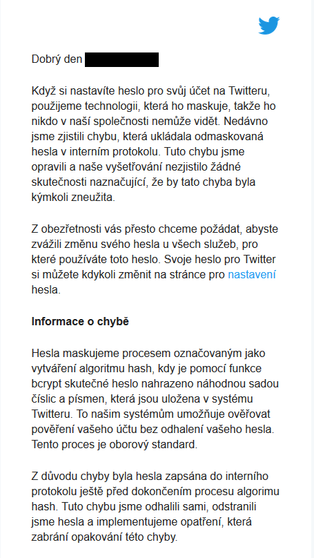 Obrázek: Twitter odhalil chybu v algoritmu, pro jistotu si změňte heslo Obrázek: Twitter odhalil chybu v algoritmu, pro jistotu si změňte heslo