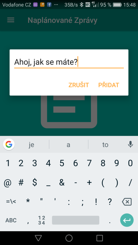 Obrázek: Jak naplánovat odeslání SMS a odložit odeslání zprávy na později?