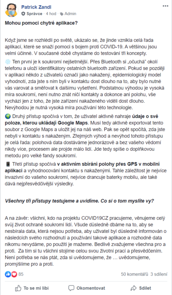 Obrázek: Necháme se dobrovolně sledovat? 3 nápady českých analytiků, jak mohou aplikace pomoci v boji proti koronaviru
