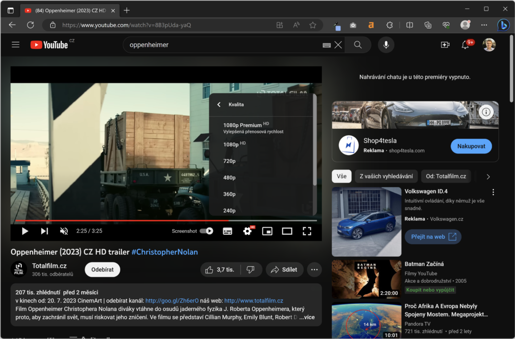 Obrázek: Lepší kvalita videa dostupná jen pro platící. YouTube zavedl očekávanou novinku Obrázek: Lepší kvalita videa dostupná jen pro platící. YouTube zavedl očekávanou novinku