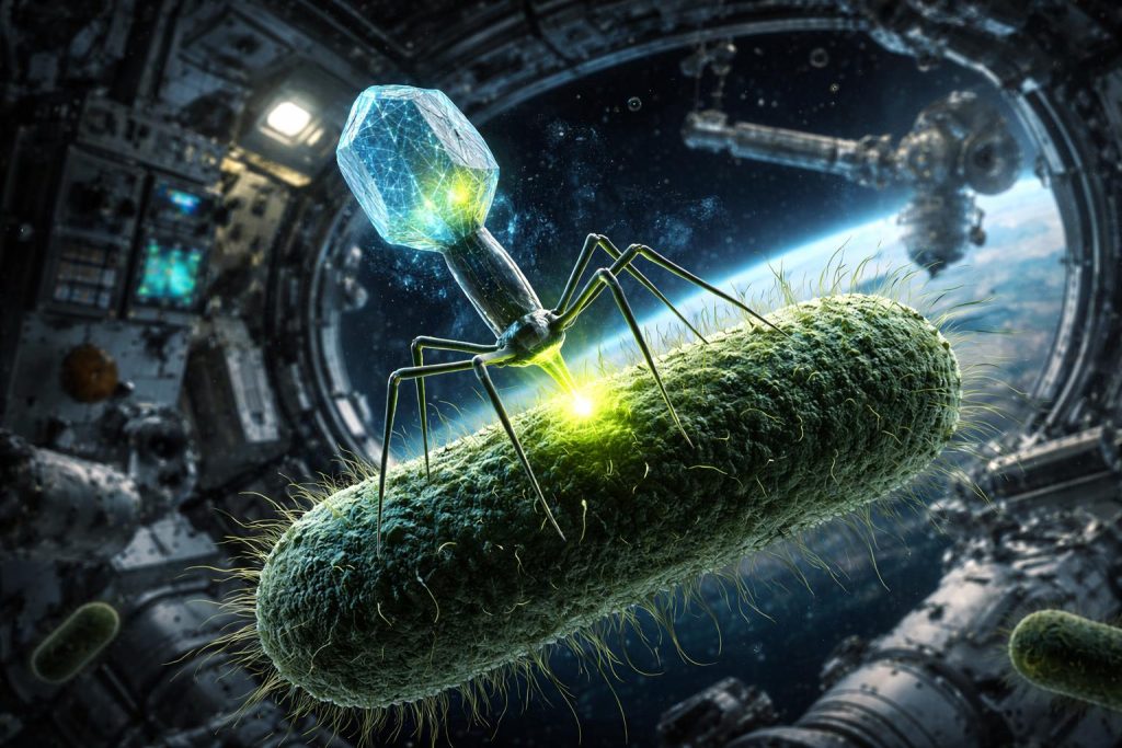 Bakteriofágy napadají bakterie i ve vesmíru, vypadá to ale jinak než na Zemi